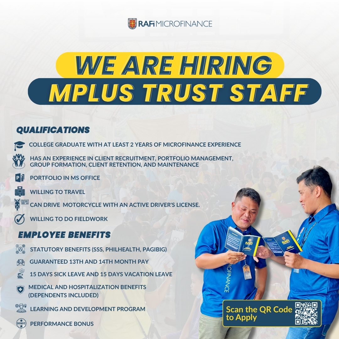 🌟 𝗨𝗥𝗚𝗘𝗡𝗧 𝗛𝗜𝗥𝗜𝗡𝗚! 🌟 Naghahanap ang 𝗥𝗔𝗙𝗜... - RAFI MFI Careers | Facebook