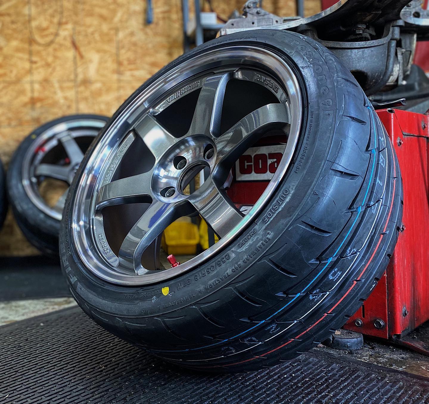 R Compound - 265/35/18 Firestone Indy500 tires on 18x9.5 Volk TE37SL ...