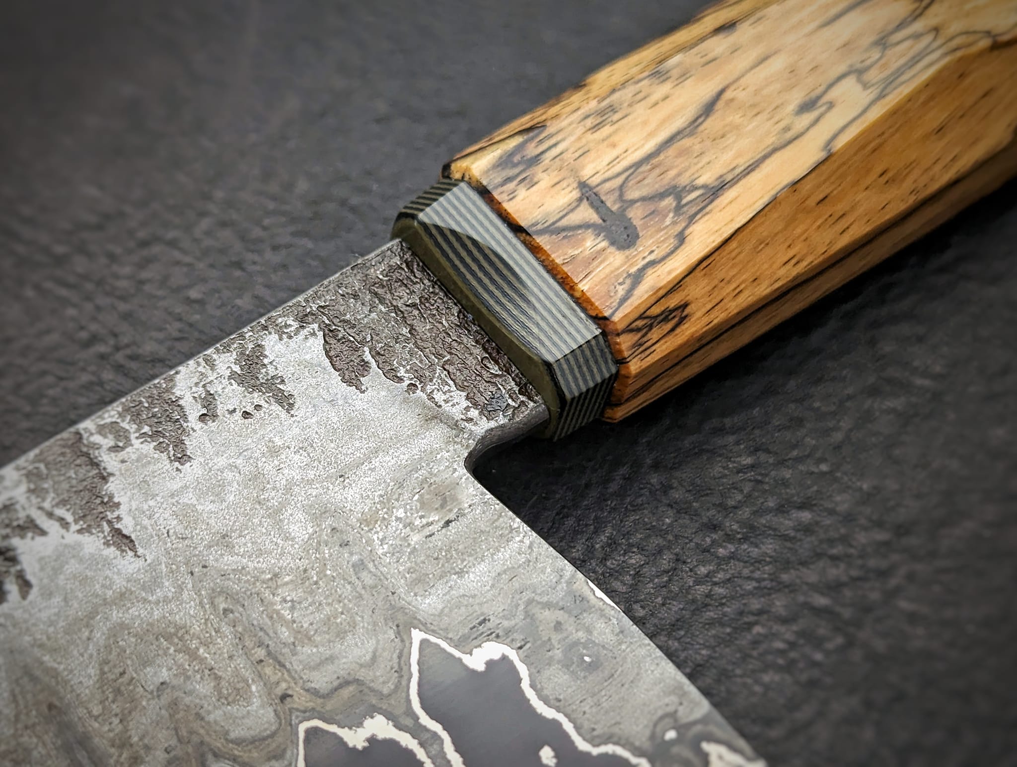 maimai☆handmade27 San mai chef knife with 1095 core and spalted tamarind handle