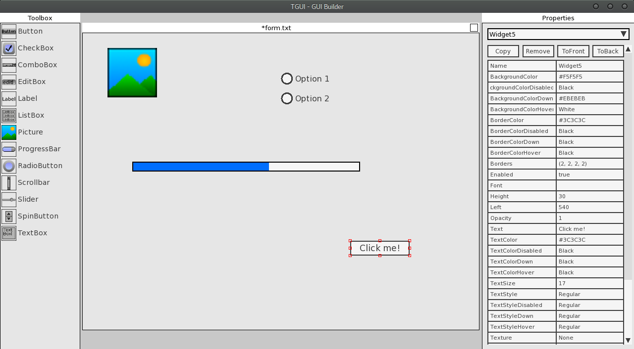 TGUI - The first version of the new 0.8-dev Gui Builder... | Facebook