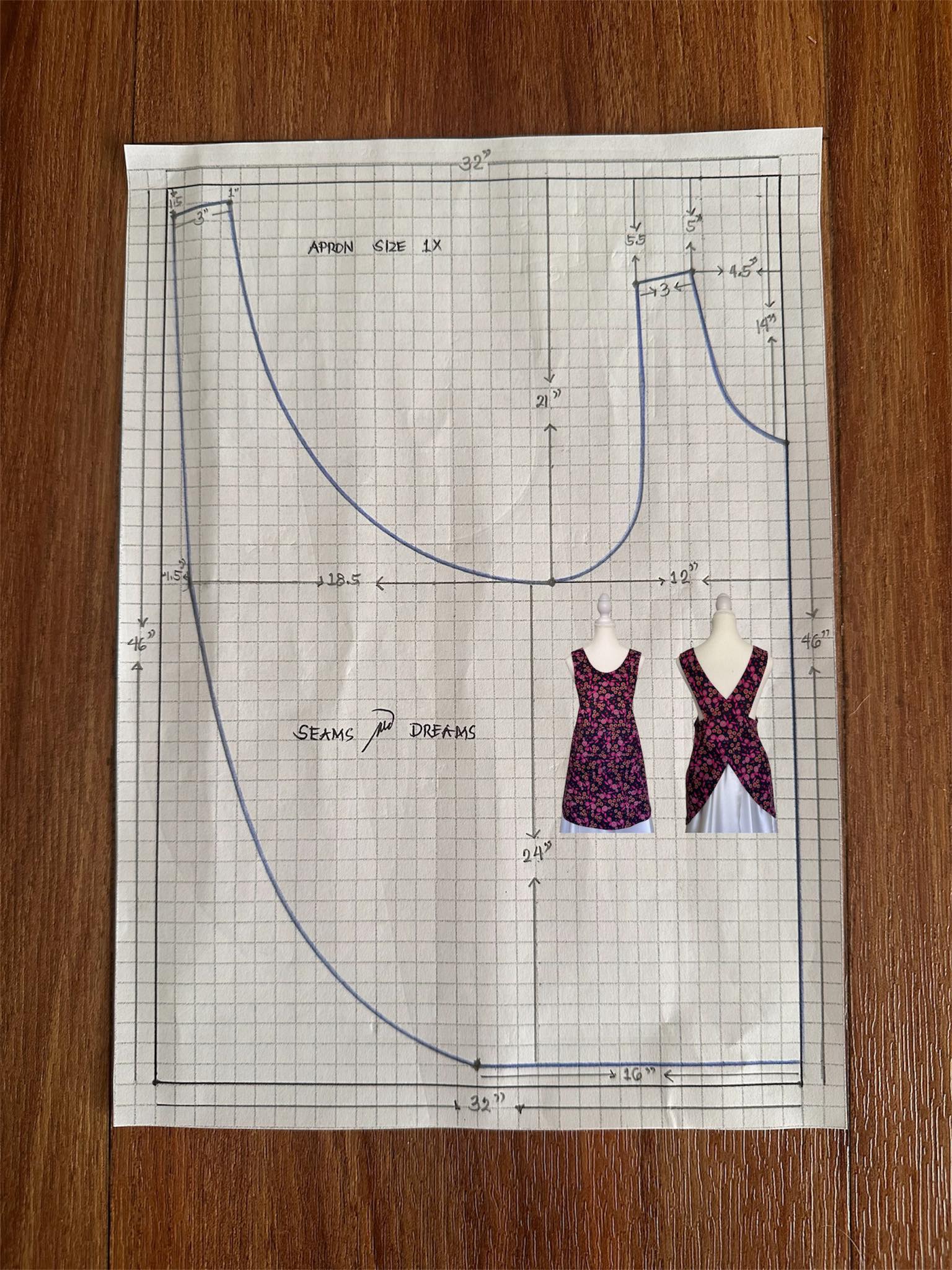 Seams - 🪡 Sharing the apron measurement for size 1X. This is shown in a ...