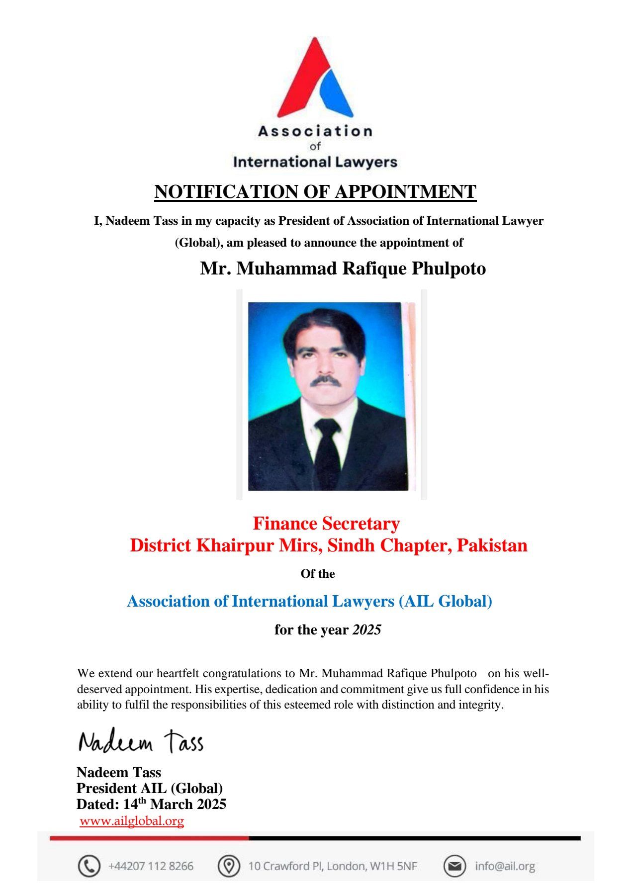 Association Of International Lawyers - We pleased to announce the ...