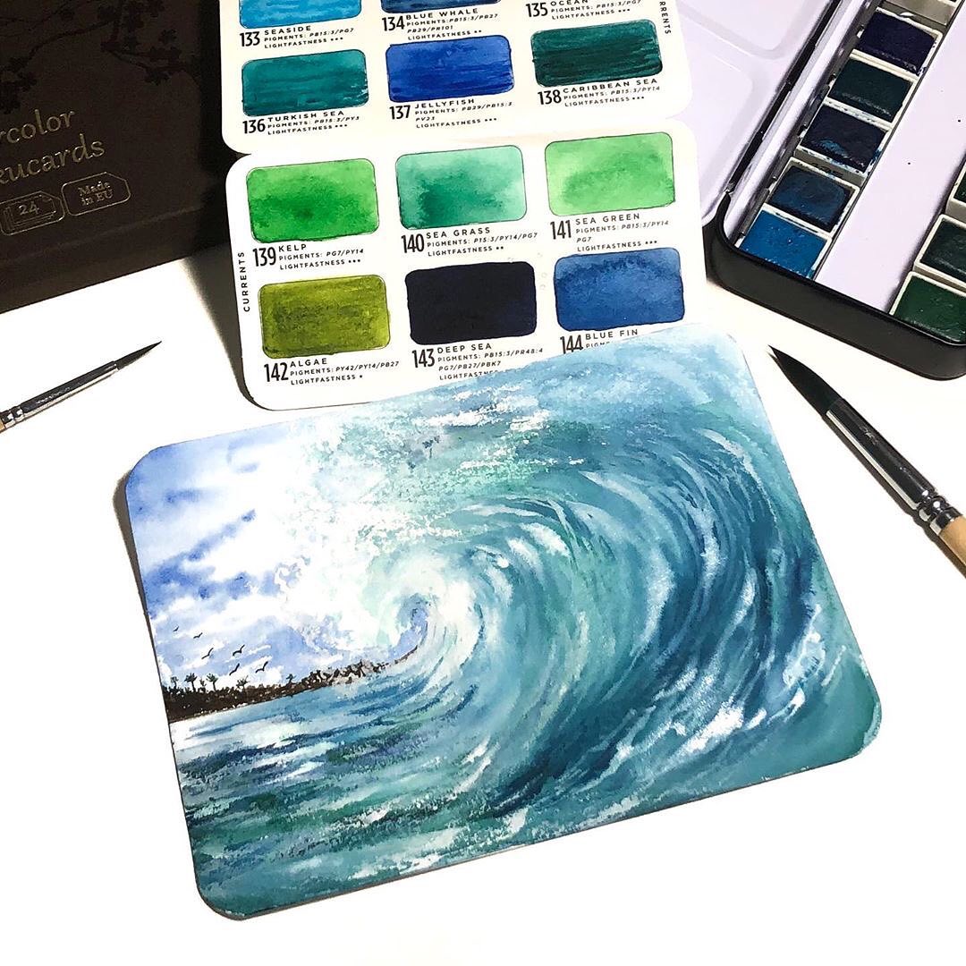Art Philosophy - Wave Using Watercolor Confections, Currents Palette Available Here Www.artphilosophy.com Repost @Star_C_30 ・・・ Wave Watercolor Current @Artphilosophyco #Top_Watercolor #Sktech #Watercolor #Artwork #Young_Artist #Watercolour ...
