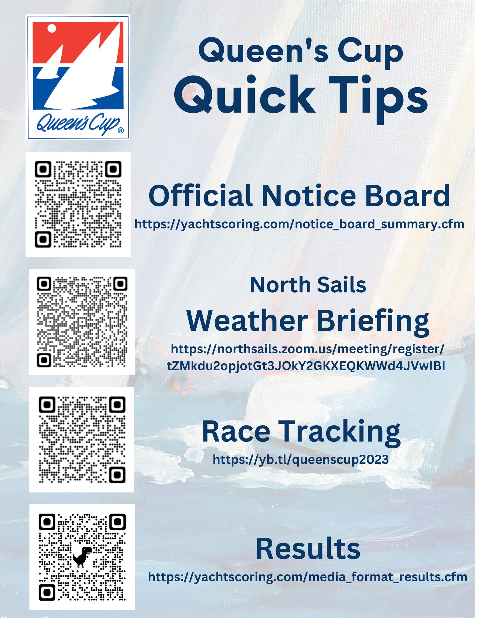 Queens - RACE DAY! Good luck sailors. Have a safe, fast, and fun sail ...