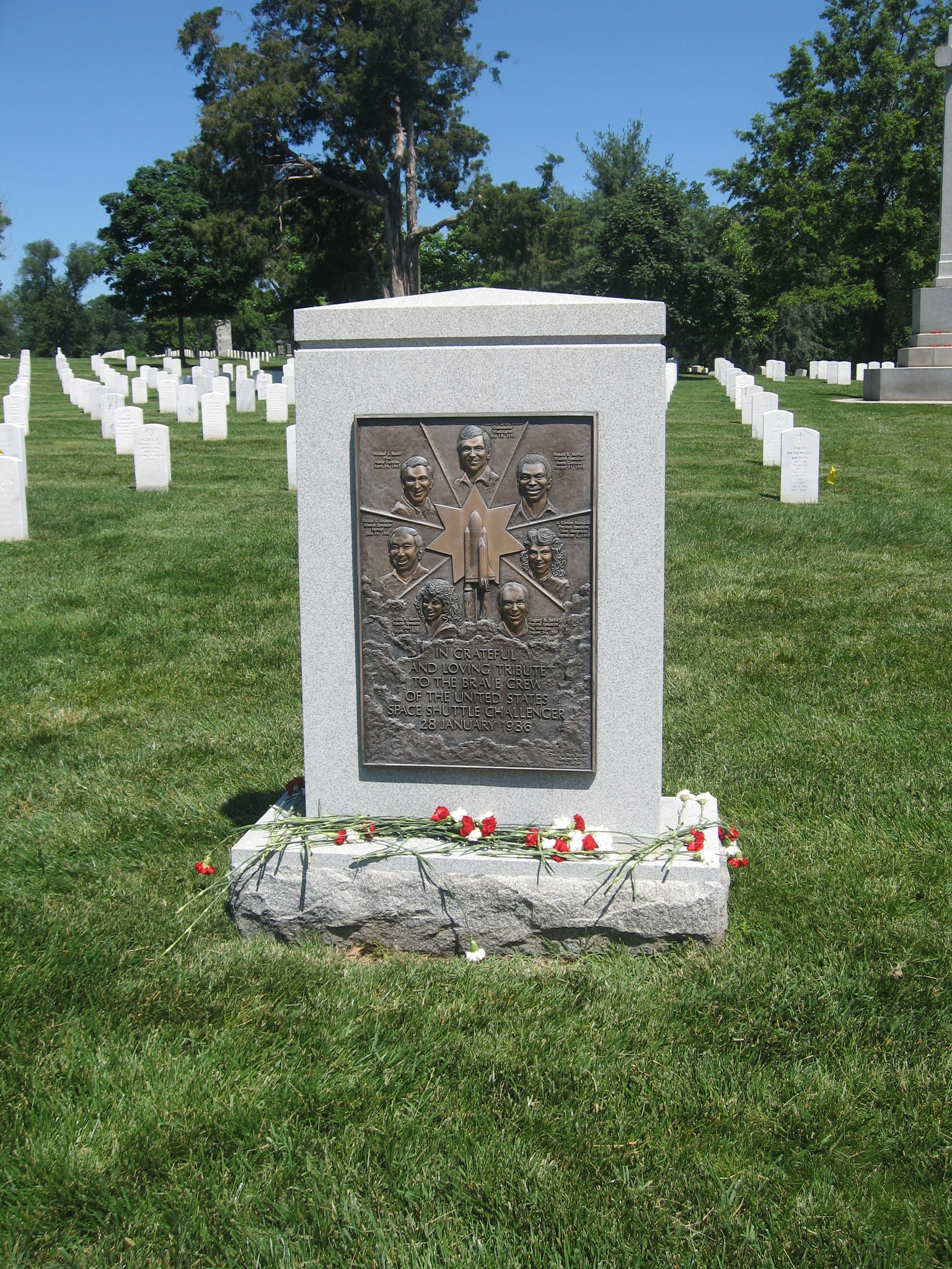 Challenger crew commemorative plate at Arlington Cemetery
