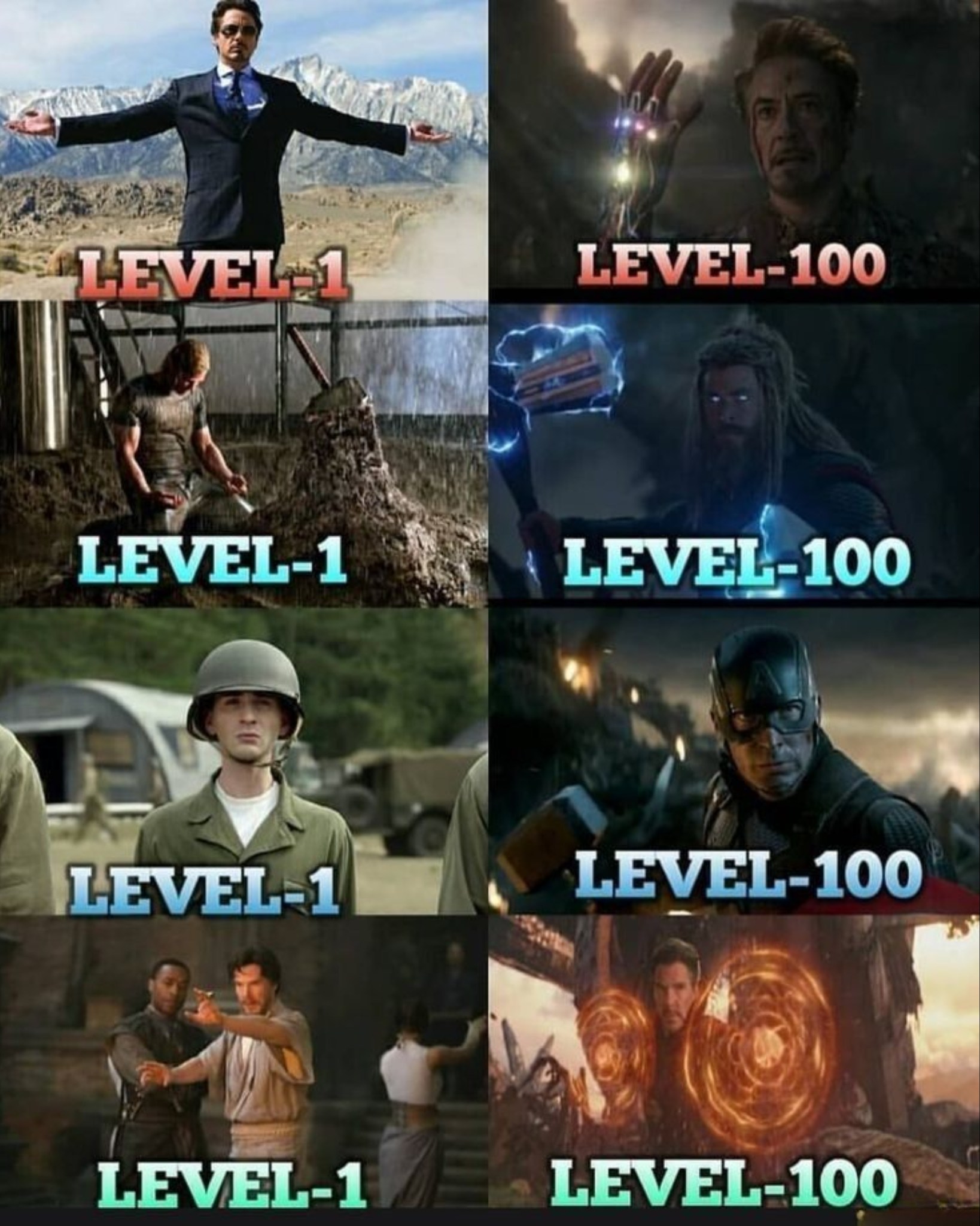Marvel - Level 1 VS Level 100 | Facebook