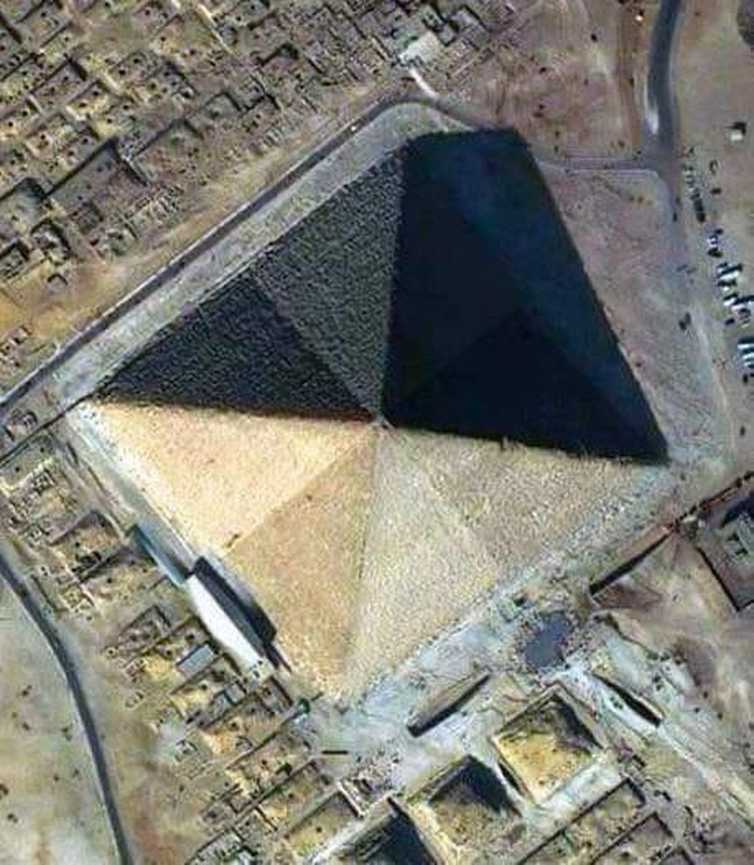 This aerial shot of the Great Pyramid. The Great Pyramid has 8