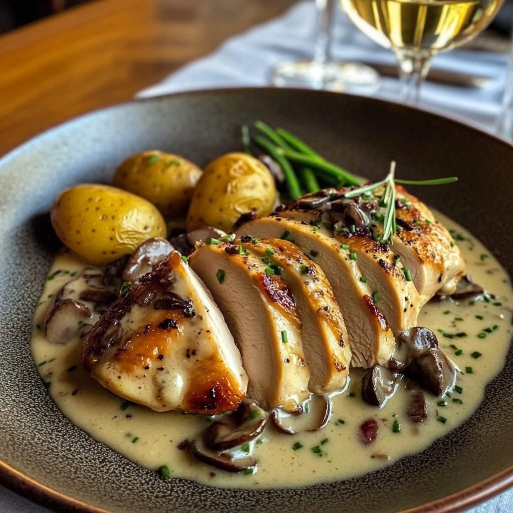 Grande - 🍗 Émincés de Poulet rôti à la crème aux champignons & pommes ...