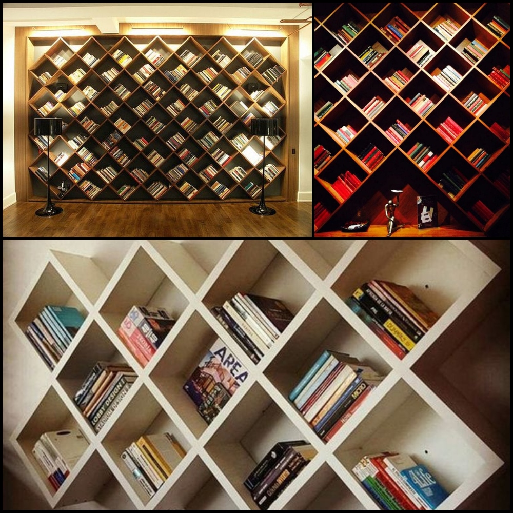 This diagonal bookshelf is an... - The Owner-Builder Network | Facebook