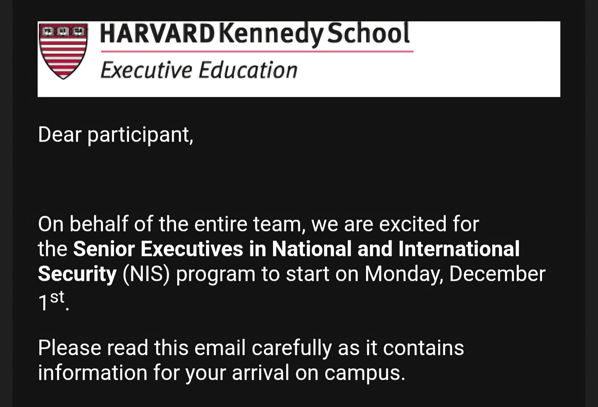 Michael - Last year, I applied to attend the Senior Executives in ...