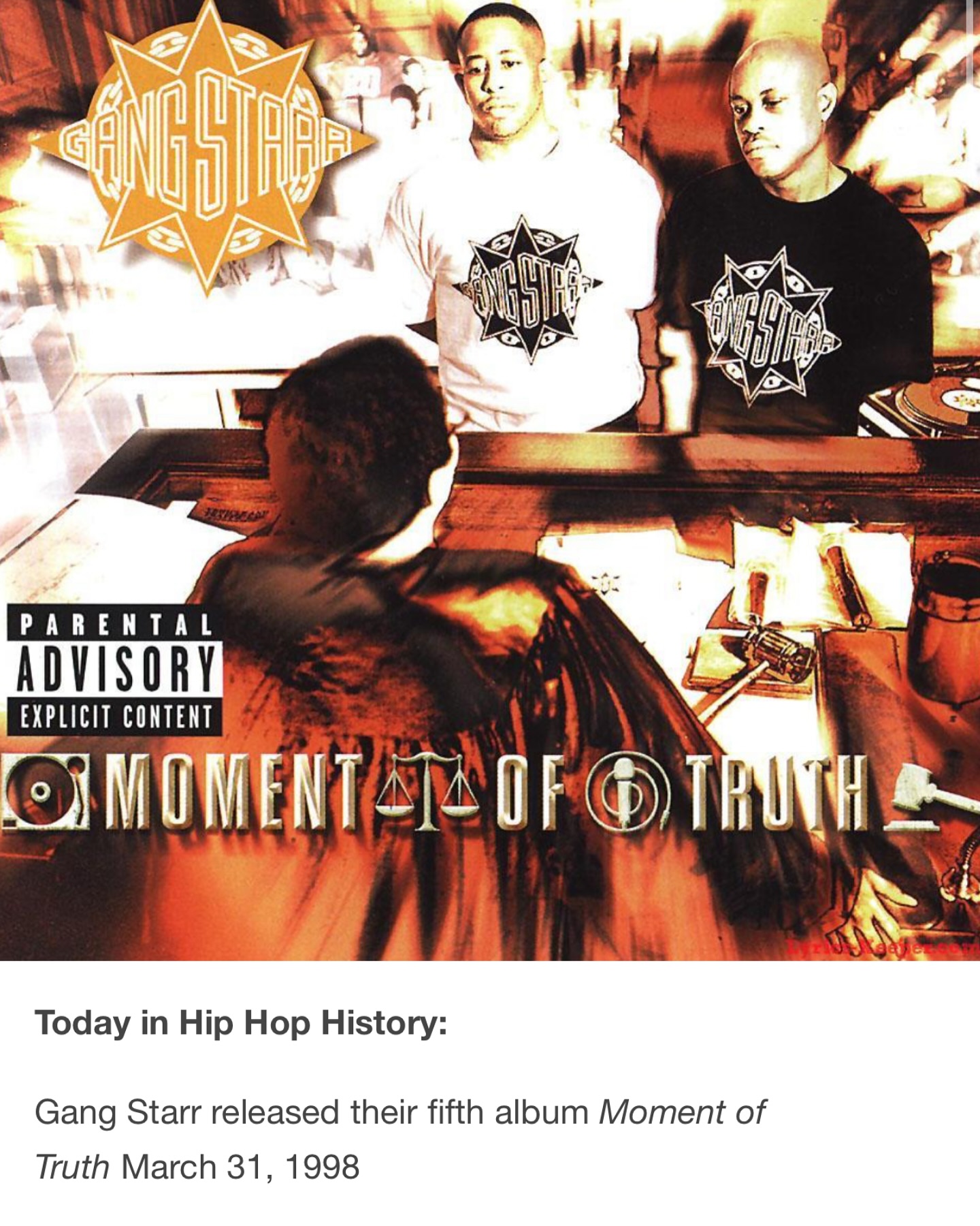 Gang Starr released 'Moment of Truth' 28 years ago on March 31, 1998.