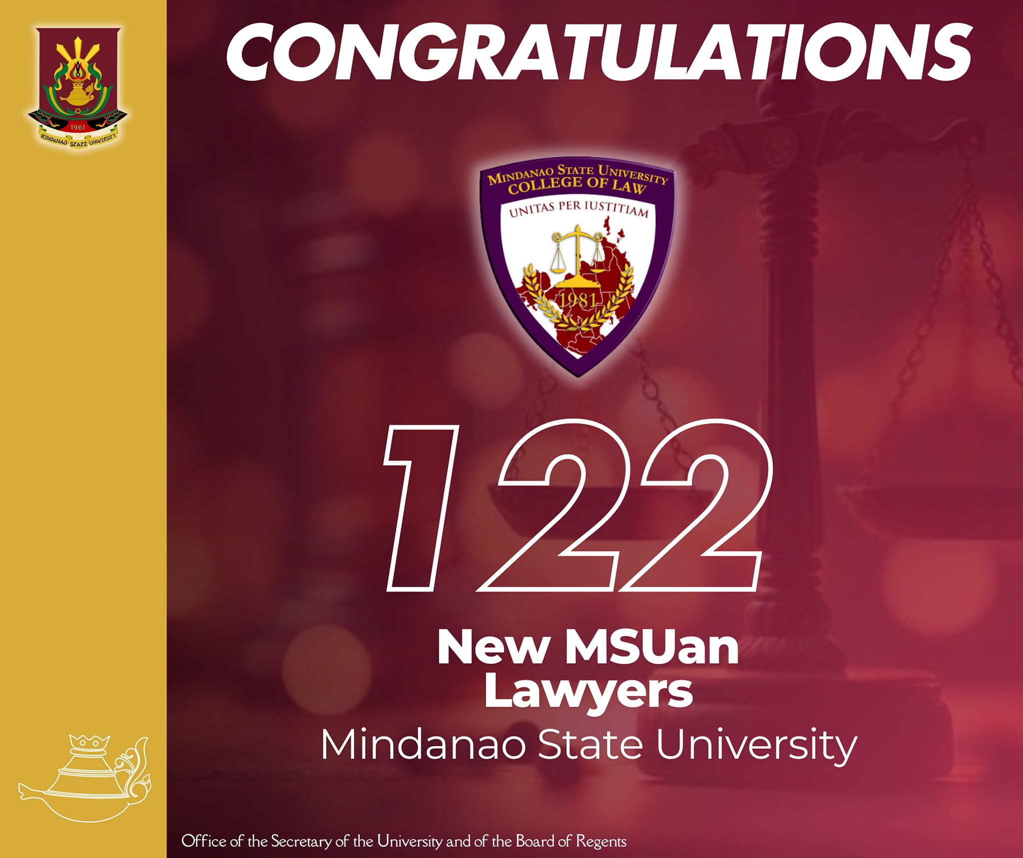 Mindanao - Breaking barriers! MSU Law's 122 Bar Exam passers prove ...
