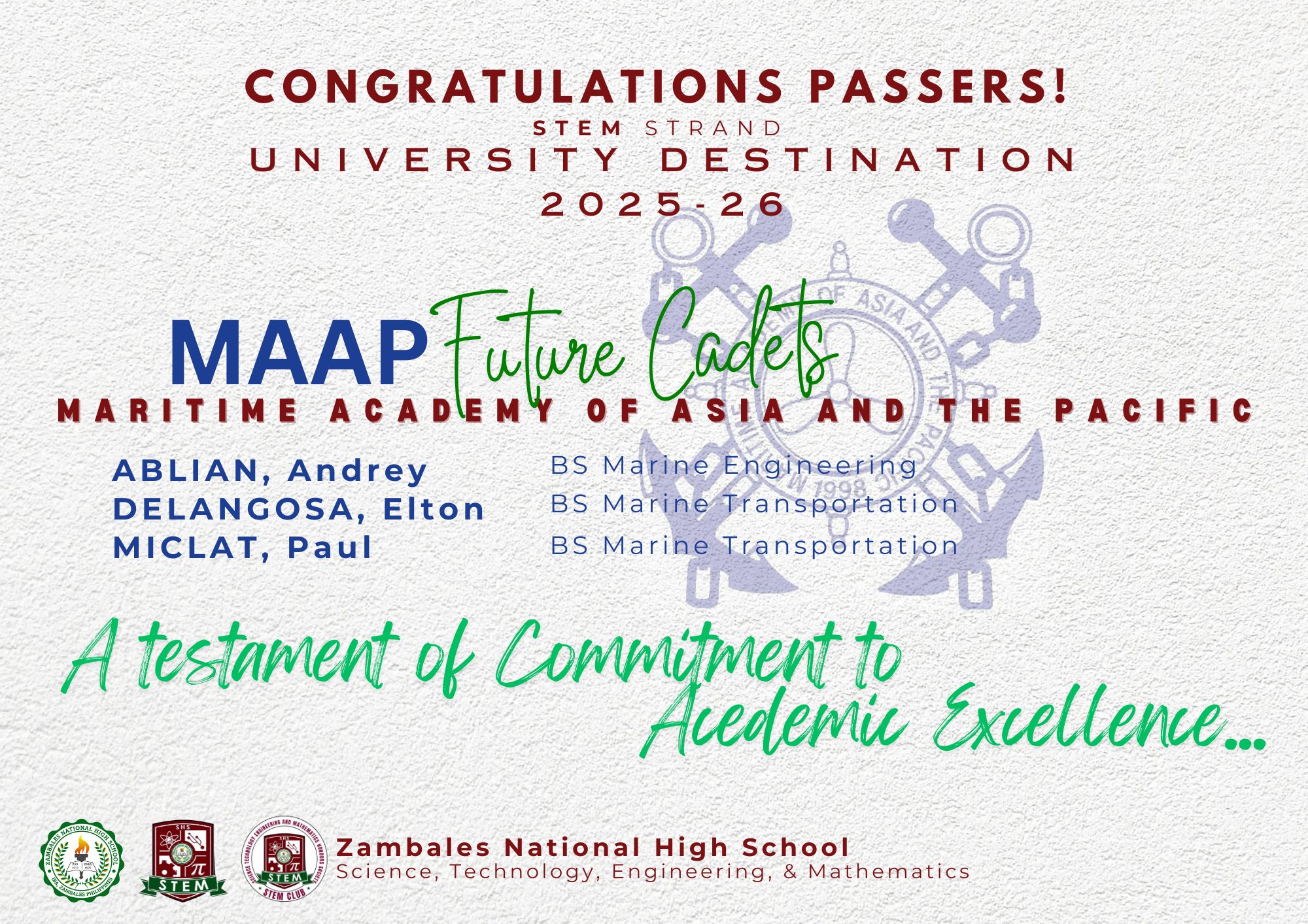 ZNHS STEM Club - Congratulations future cadets!... | Facebook