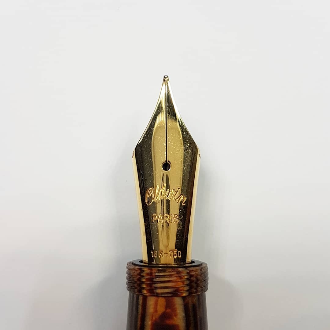 Danitrio “flame” nib, which is a #6 Bock with custom stamping of a