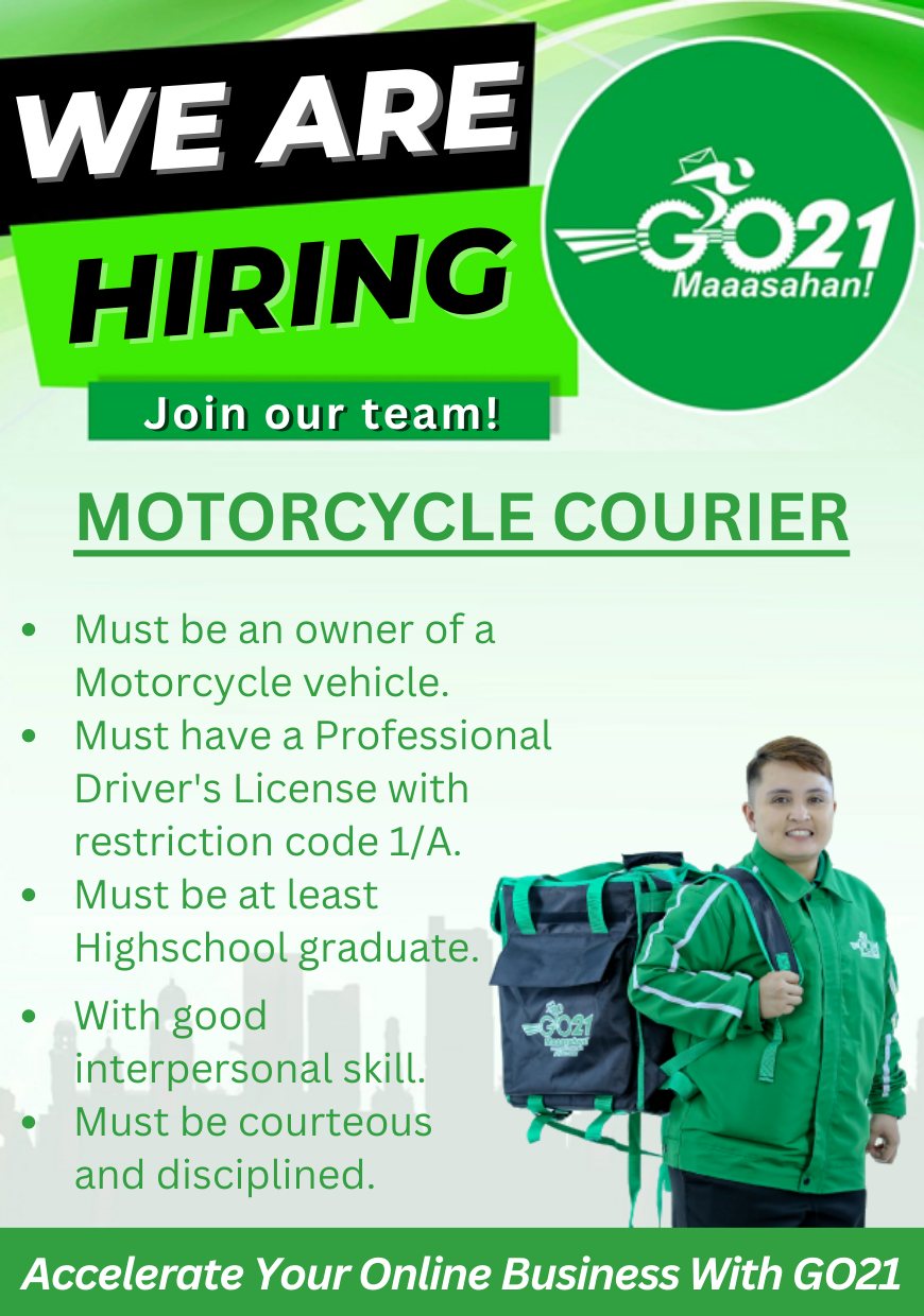 GO21 - JOIN OUR TEAM! We are looking for Motorcycle Couriers for our ...