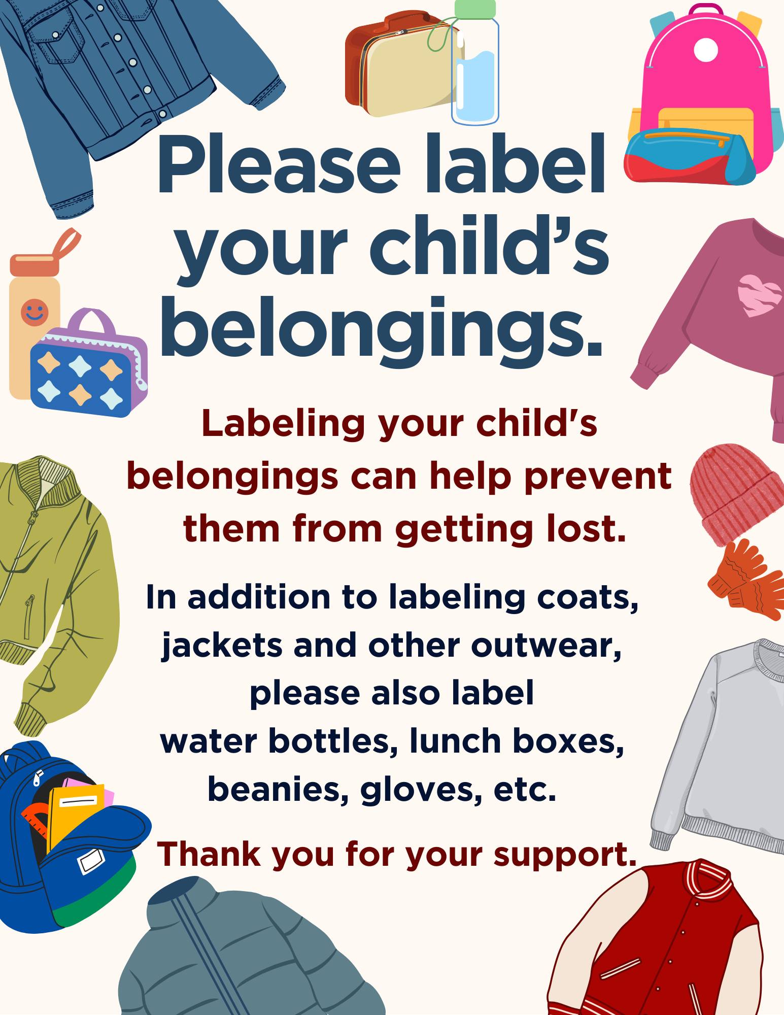 Please label your... - Granville T. Woods Elementary School | Facebook