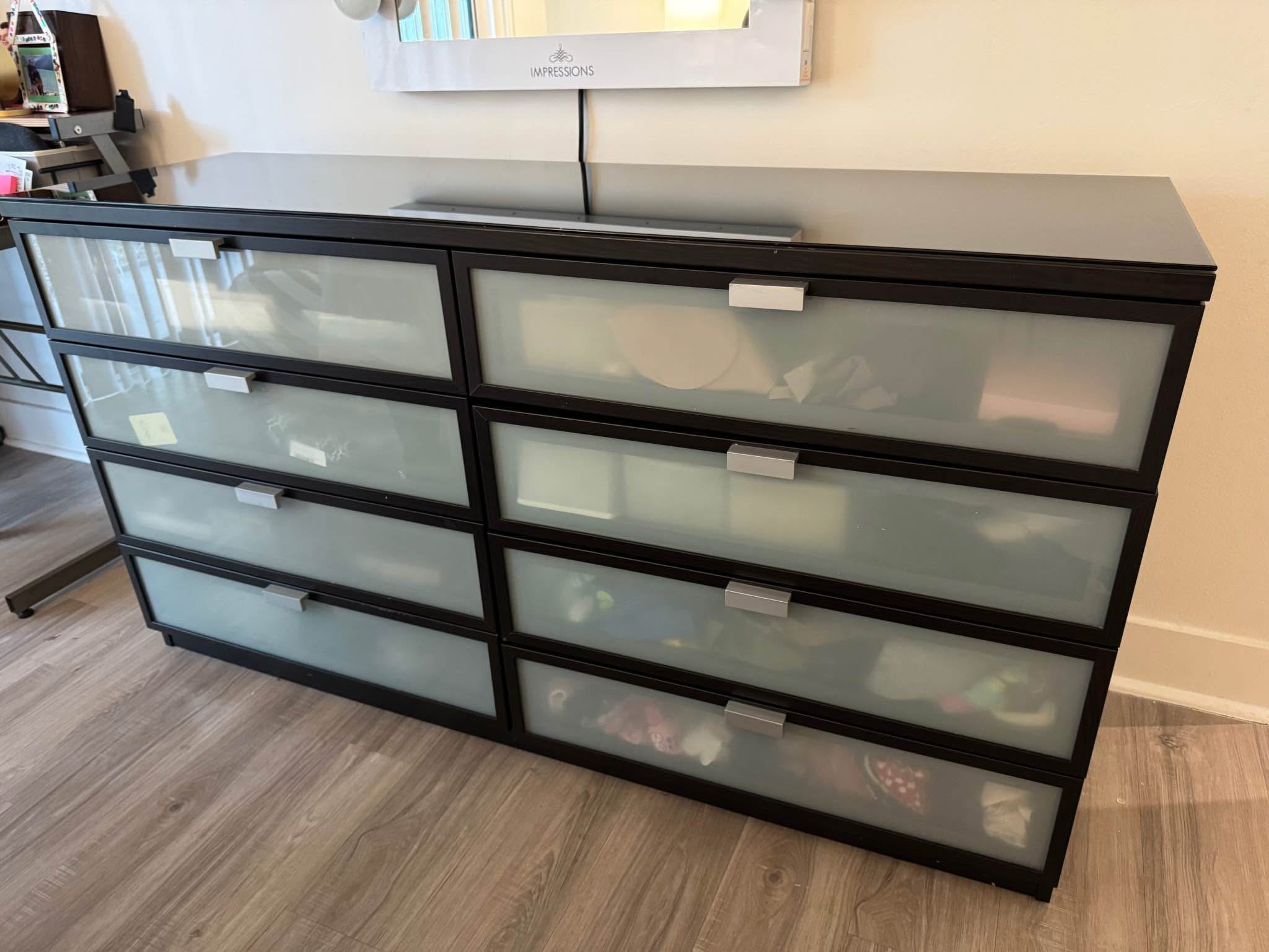 IKEA HOPEN 8-Drawer Dresser – Black-Brown with Frosted Glass - Dressers & Chests of Drawers - Plantation, Florida | Facebook Marketplace