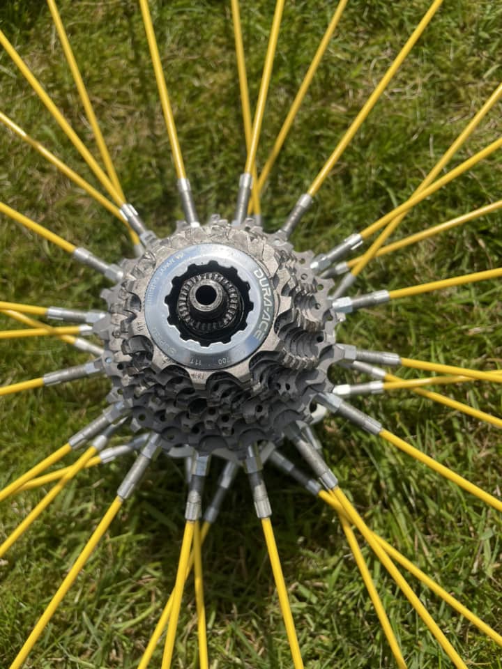 Spinergy Spox 700 wheel set running a Dura-Ace 11/22 rear cassette
