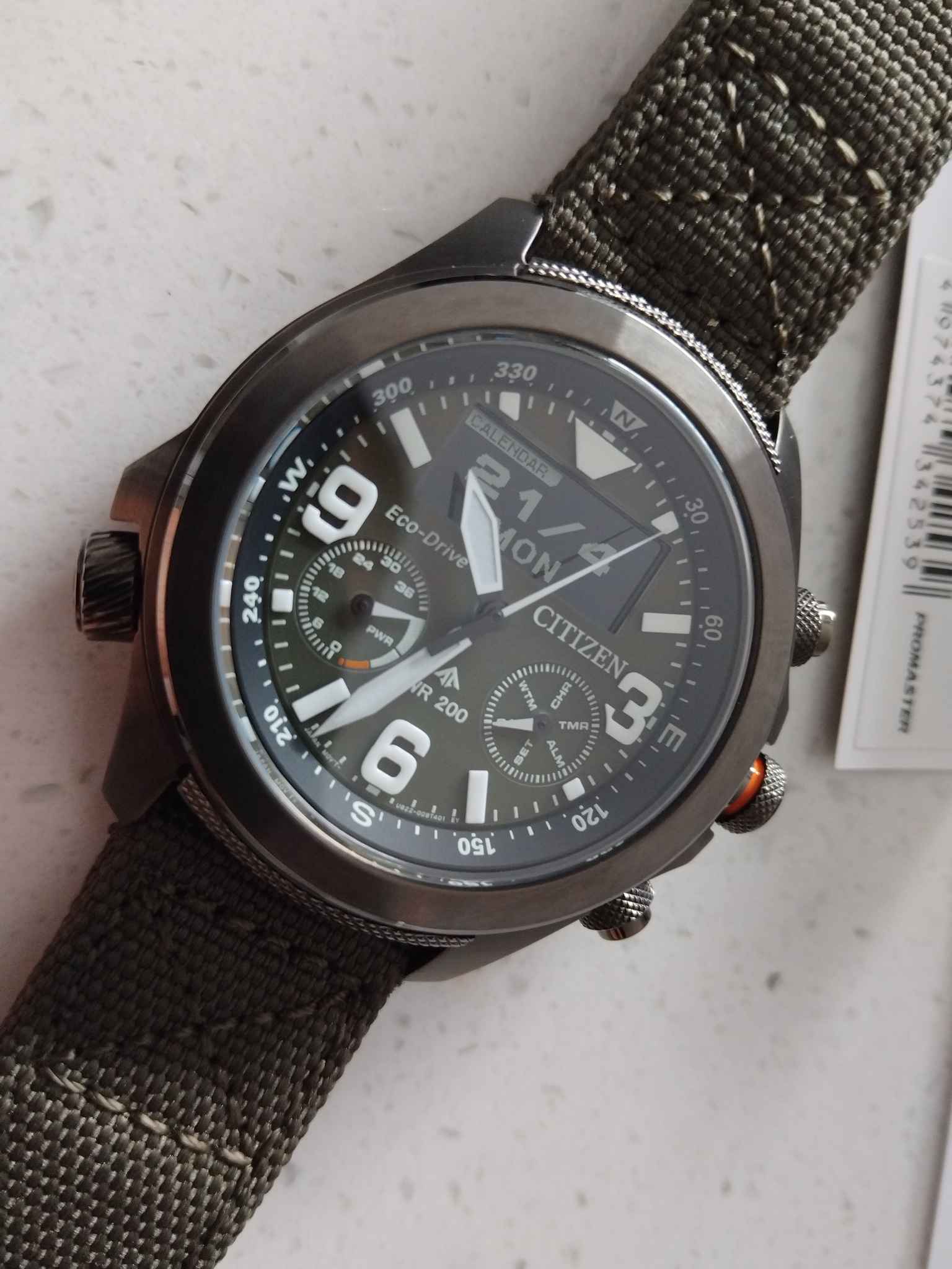 CITIZEN PROMASTER LAND JV1005-02W 5YR WARRANTY TACTICAL GREEN SAPPHIRE ...