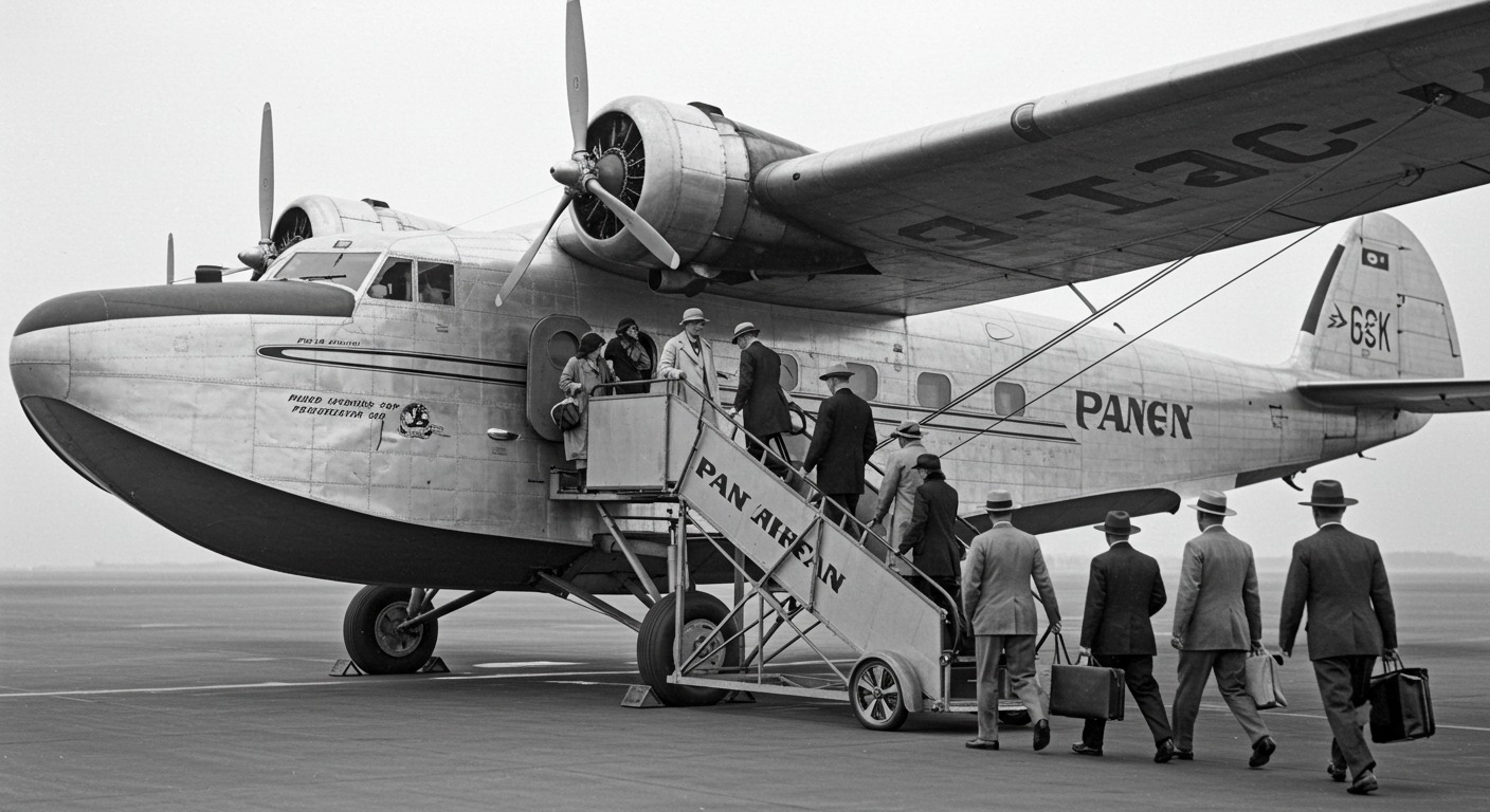 Pan American Sikorsky S-40 flying boat launches in 1932