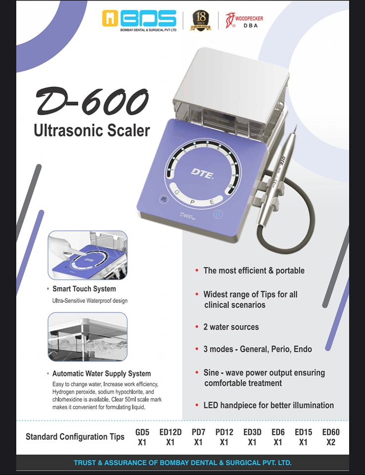 Woodpecker UDS-E LED Dental Ultrasonic Piezo Scaler – FDA Approved, 110V, With Tips & Water Bottles