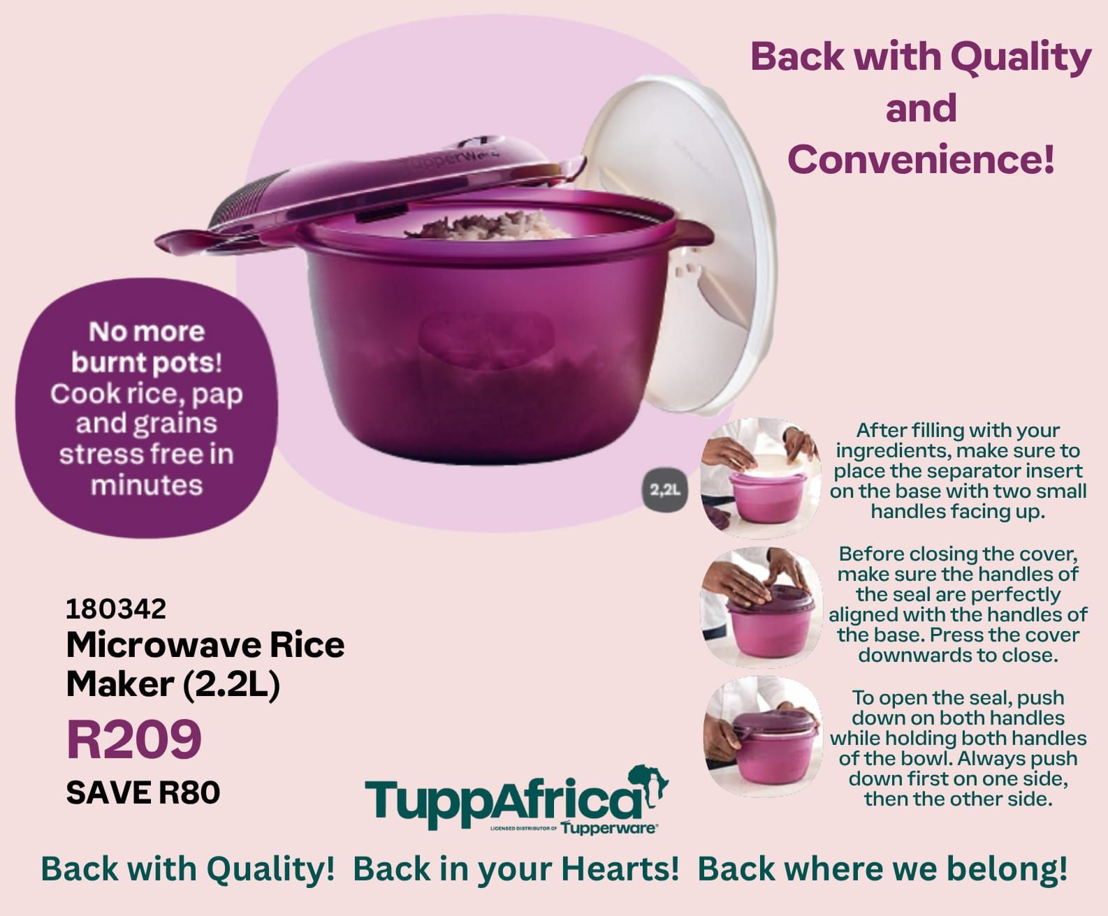 Tupperware rice cooker for perfect rice every time