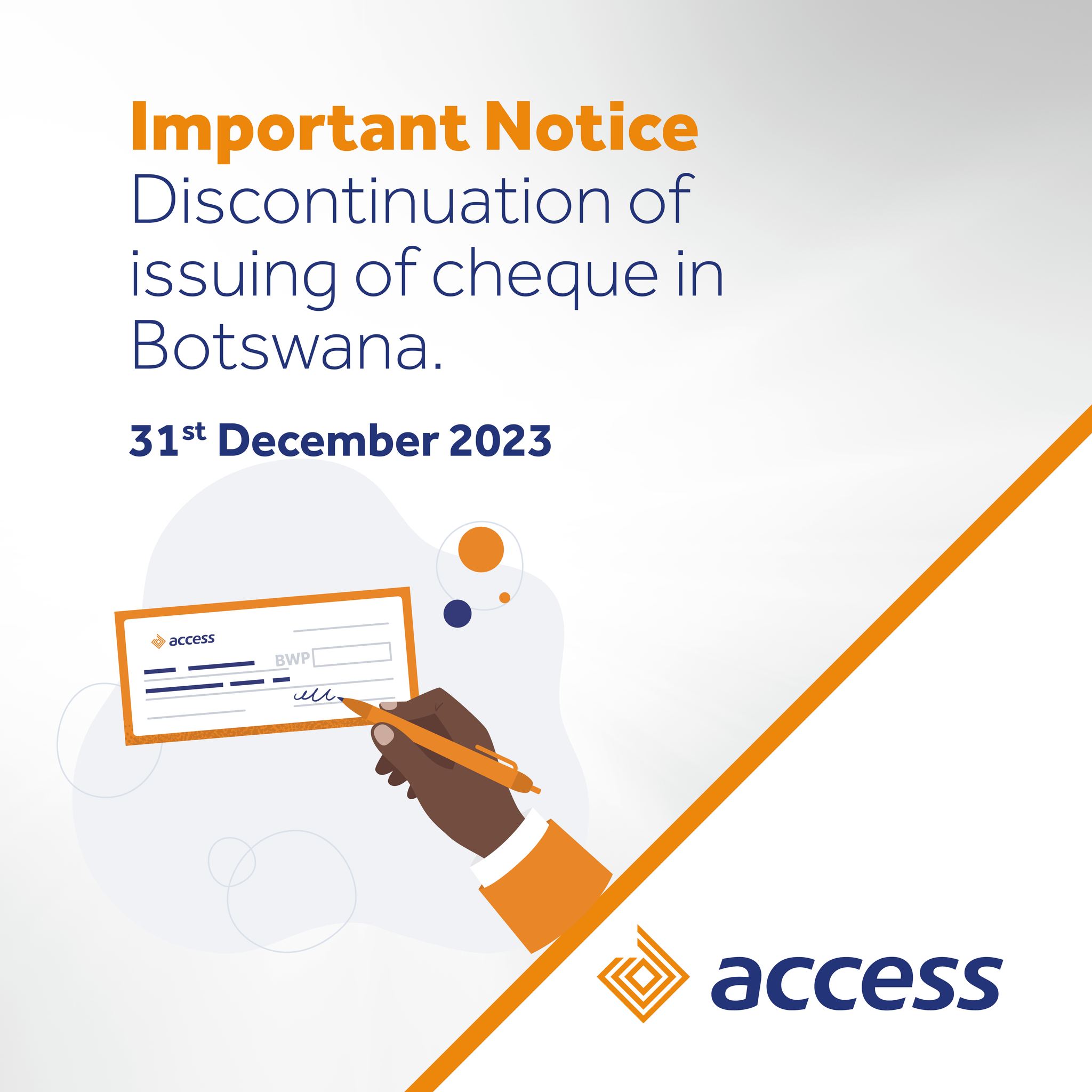 Access - Reminder! As of 31 December 2023, cheques will no longer be ...