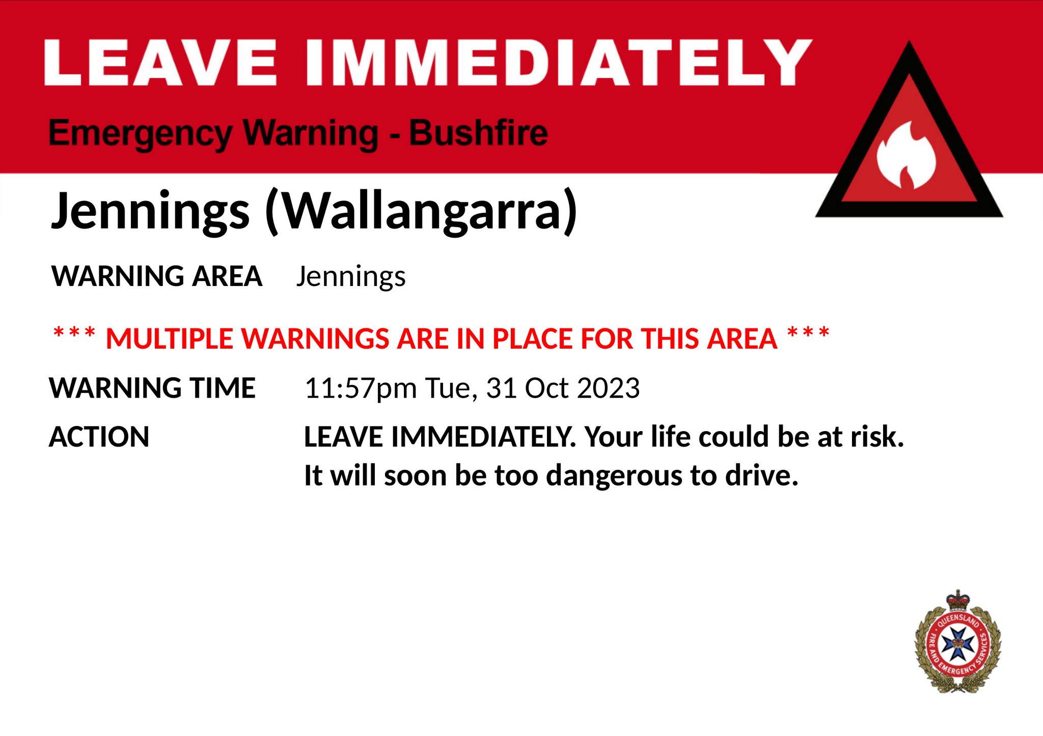 **This warning is no longer... - Queensland Fire Department
