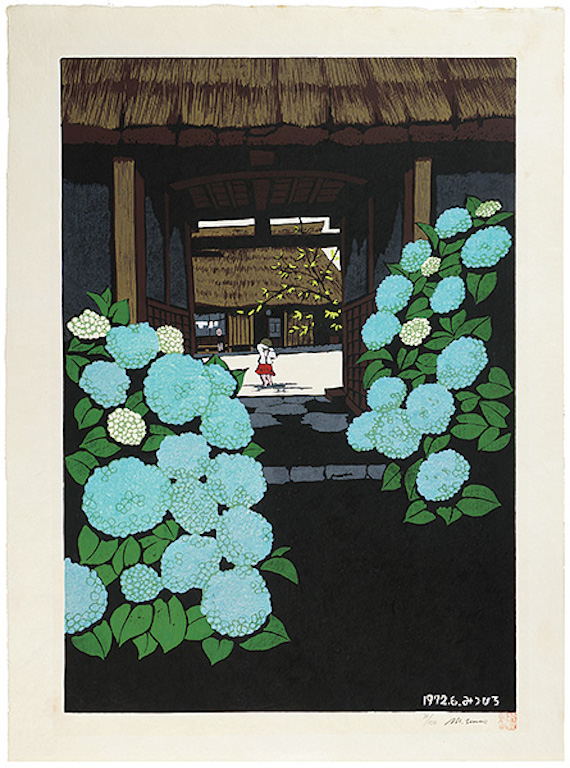 苔アートmana様　　琉球*海花のたね Hydrangea gate' {あじさいの門}, 1972, by 20th century Japanese