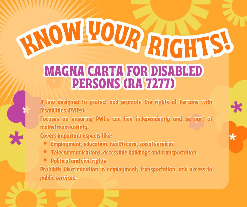 📢 KNOW YOUR RIGHTS! 📢 Persons with Disabilities (PWDs) in the ...