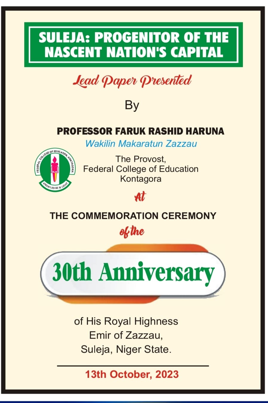 Prof. Faruk Haruna Rashid. | Minna