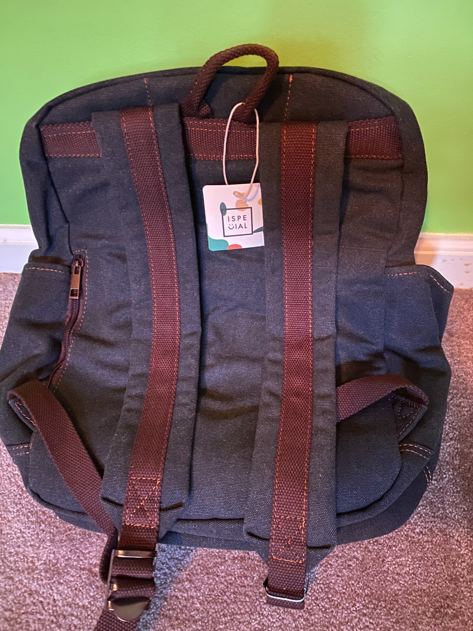 beautywill vintage canvas backpack rucksack for school travel hiking Wax Full Grain Leather This bag is perfect as your everyday bag High quality canvas backpack It