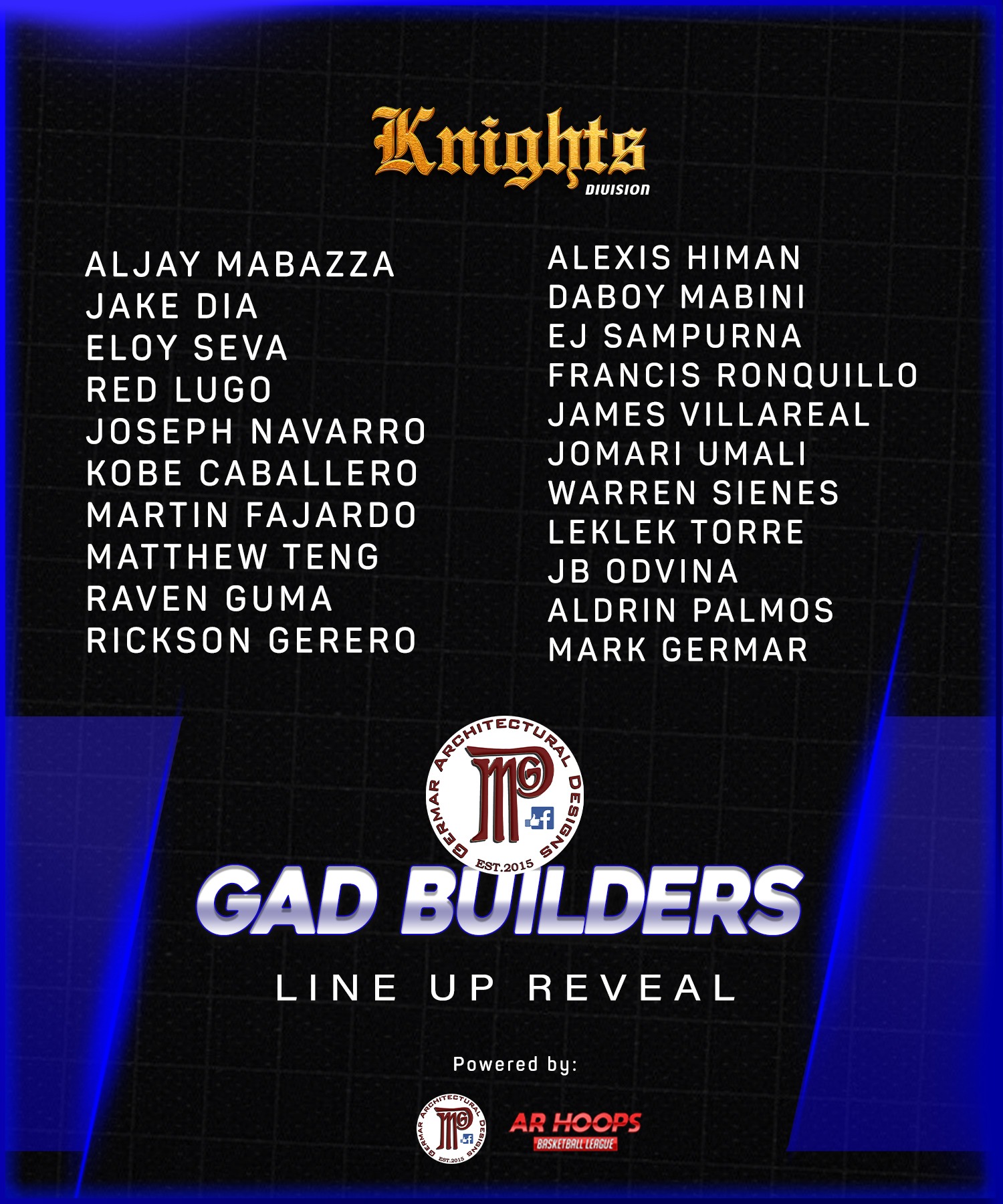 AR - KNIGHTS DIVISION LINEUP REVEAL Presenting: Team GAD Builders ...