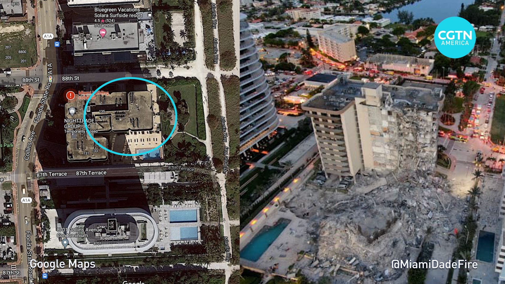 CGTN - Side-by-side image shows the #Miami, Florida building on Google ...