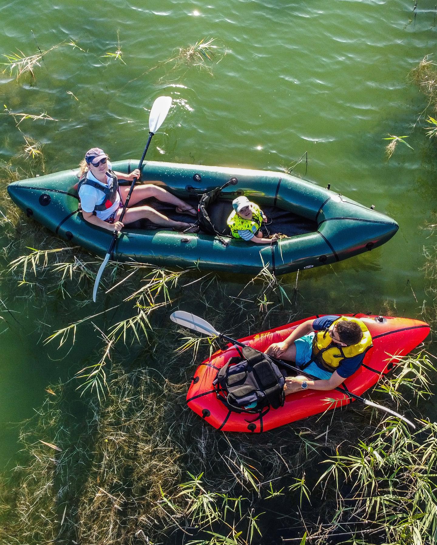 The largest and smallest packrafts in the MRS range, each hugely 