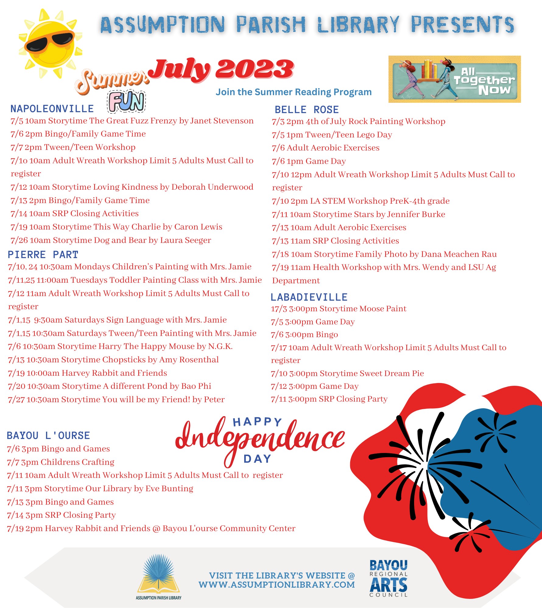 Welcome to July @your Library!... - Assumption Parish Library | Facebook