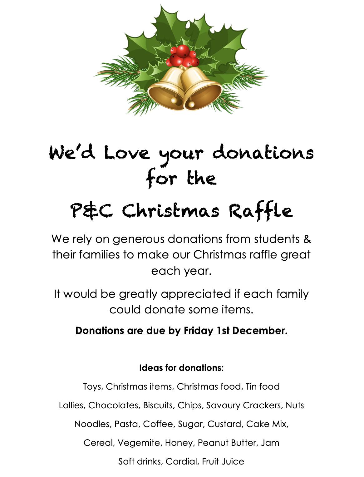 The P&C Christmas Raffle is... Logan City Special School