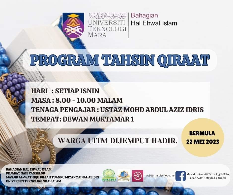 [ PROGRAM TAHSIN QIRAAT ] Assalamualaikum wrt wbt Adalah dimaklumkan ...
