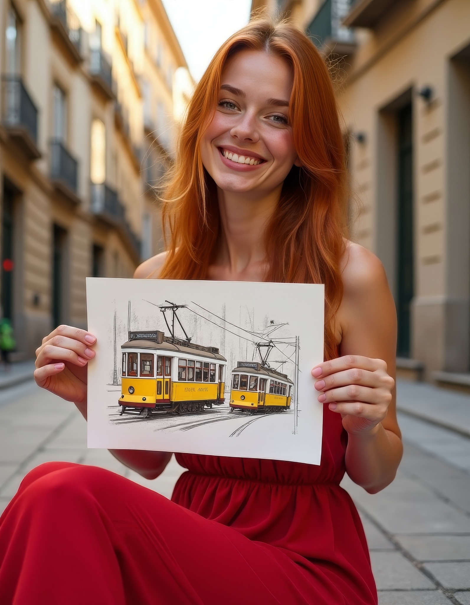 Pretty - 'First adventure: Alfama. I sketched the yellow tram as it ...
