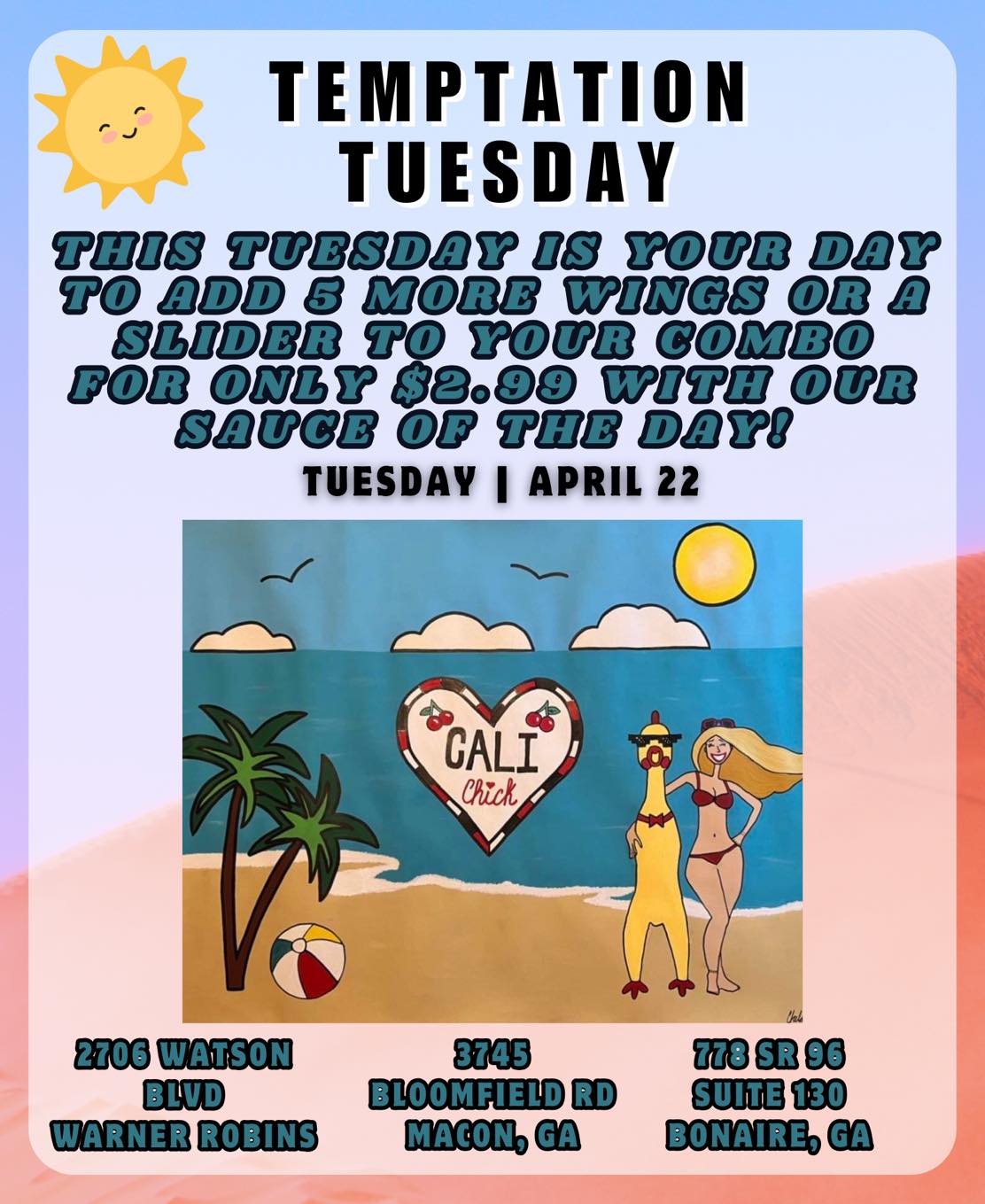 TemptationTuesday is here! Our featured sauce today is Cali Chick