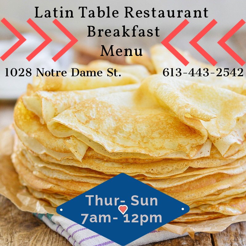 Breakfast Menu Until Noon... - Latin Table/ Table Latine