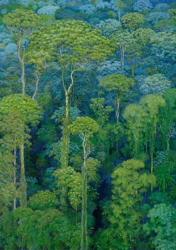 Forest scene by Isono Hirō (矶野宏夫, 1945 - 2013), a contemporary
