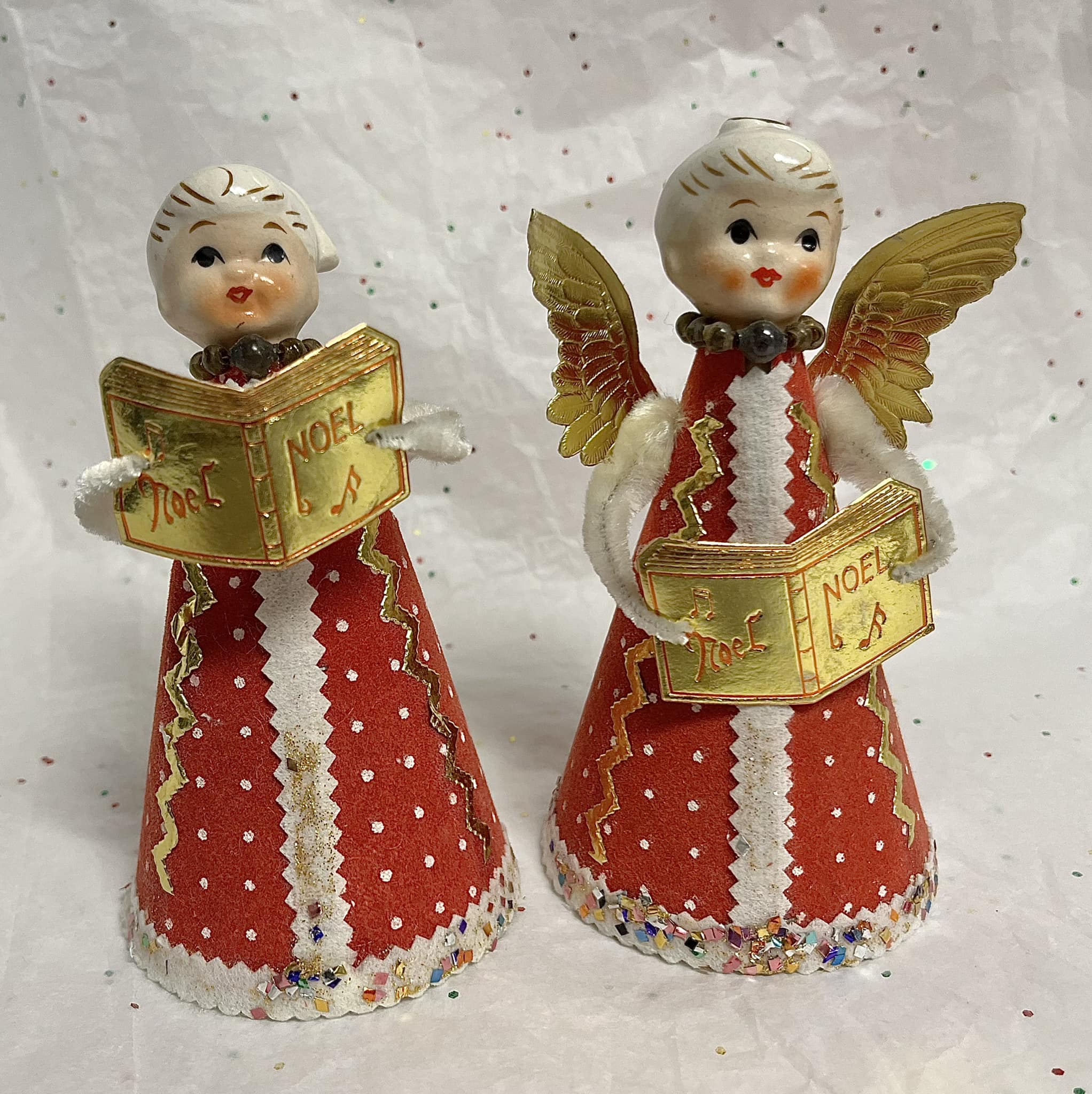 Vintage Japanese choir girl angels with porcelain heads