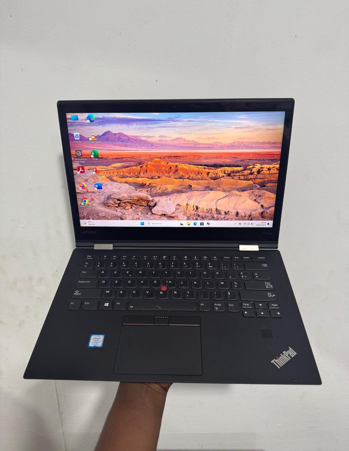 Écran Tactile LCD Lenovo ThinkPad X1 Yoga 2e Gen 14" FHD Argent, Ouvert