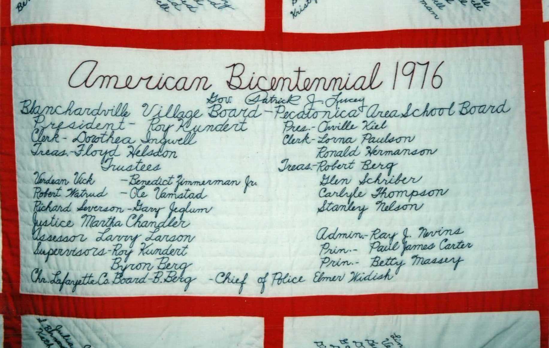 United Methodist's 1976 Bicentennial Quilt