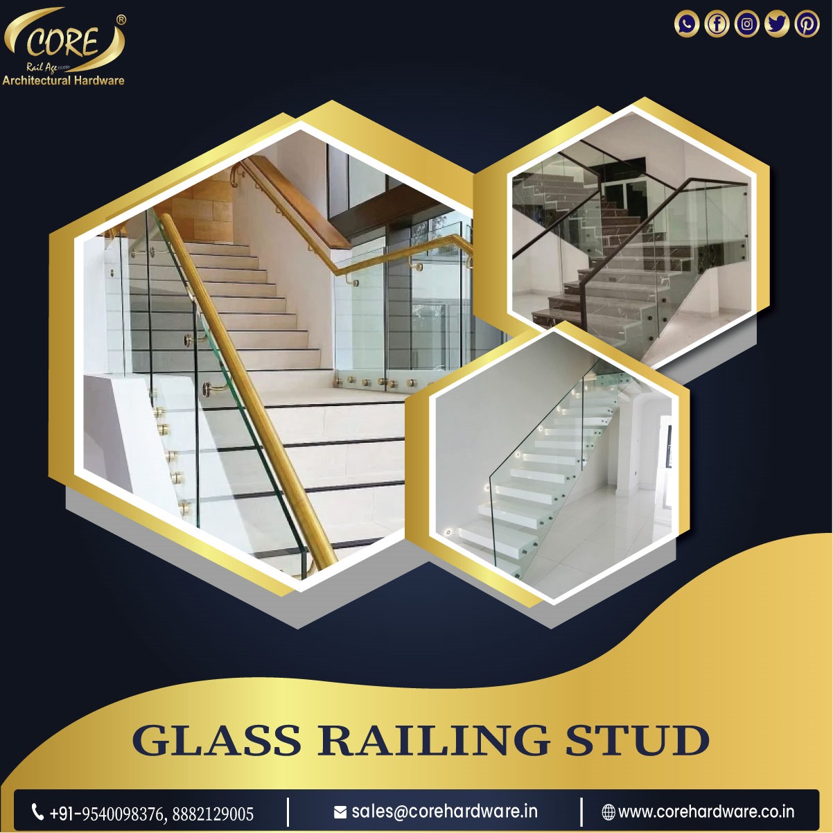 Core - Enhance your space with Core's premium glass railing studs—sleek ...