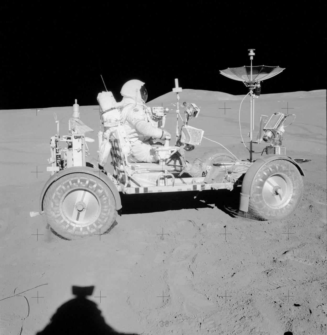Apollo 15 colorized photo of Dave Scott and LRV