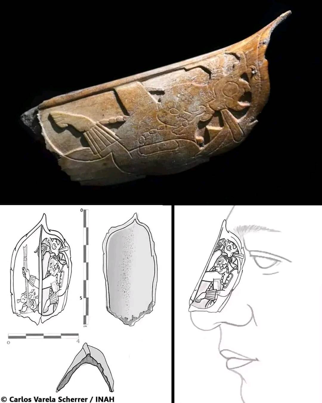 Ancient - Mayan nose ornament made from human bone unearthed in the ...
