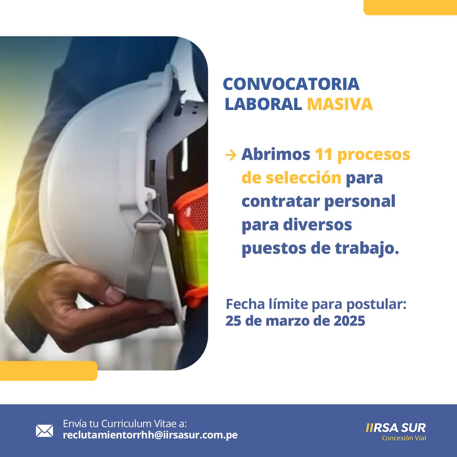 IIRSA - 📢 CONVOCATORIA LABORAL Abrimos proceso de selección para cubrir ...