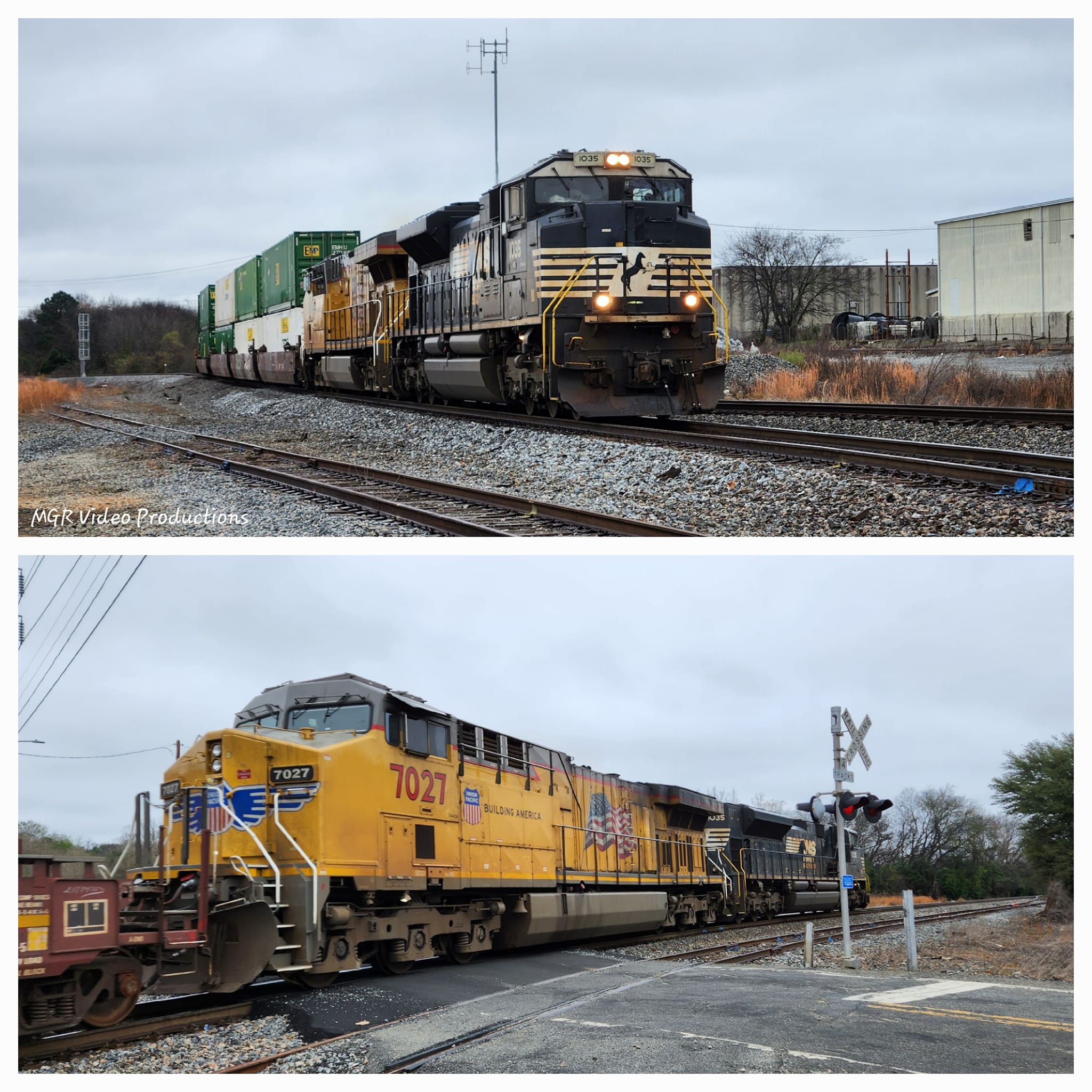 NS southbound intermodal train EMD SD70ACC #1847 leads with